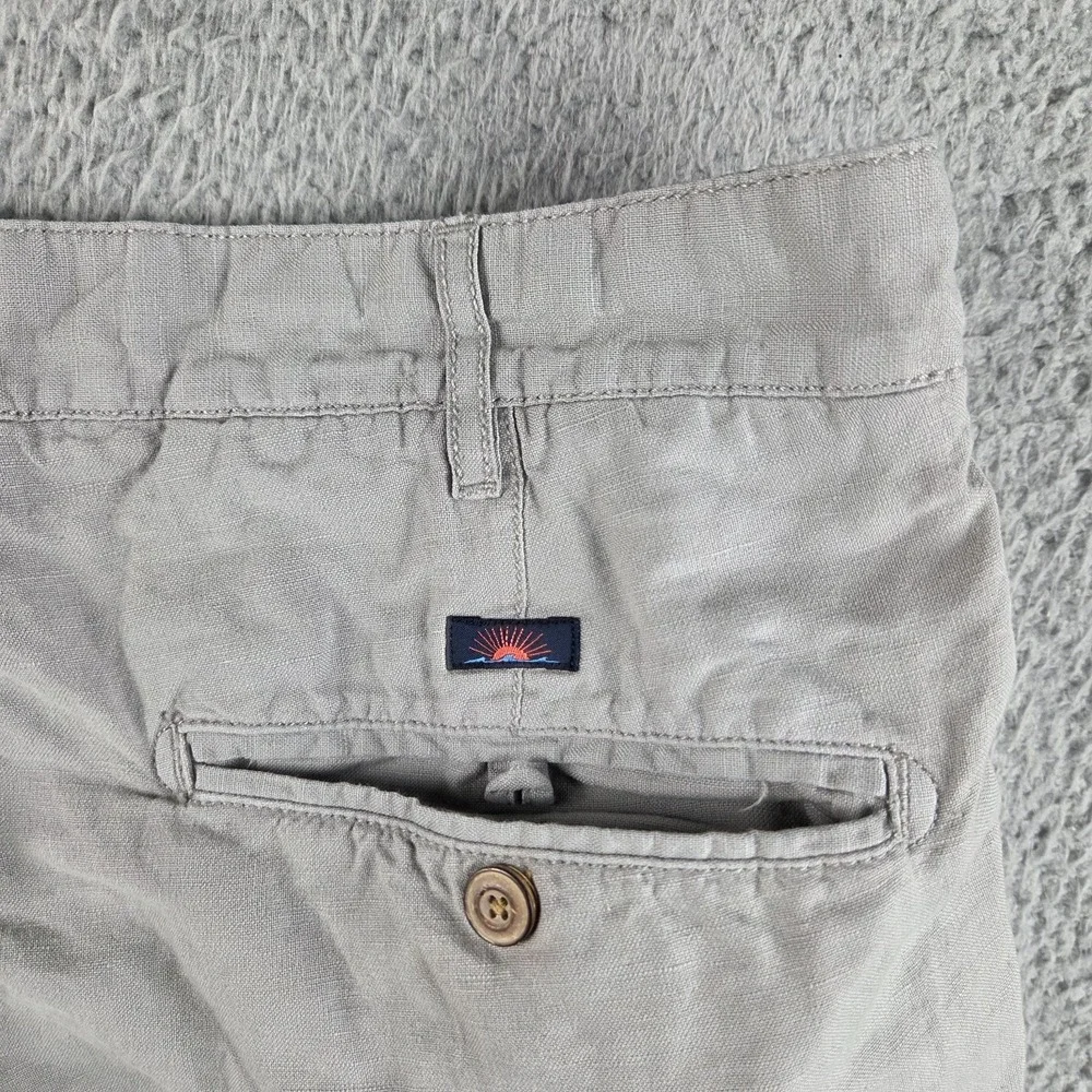 Faherty Linen Malibu Shorts Mens 32 Gray Casual Cotton Blend 9